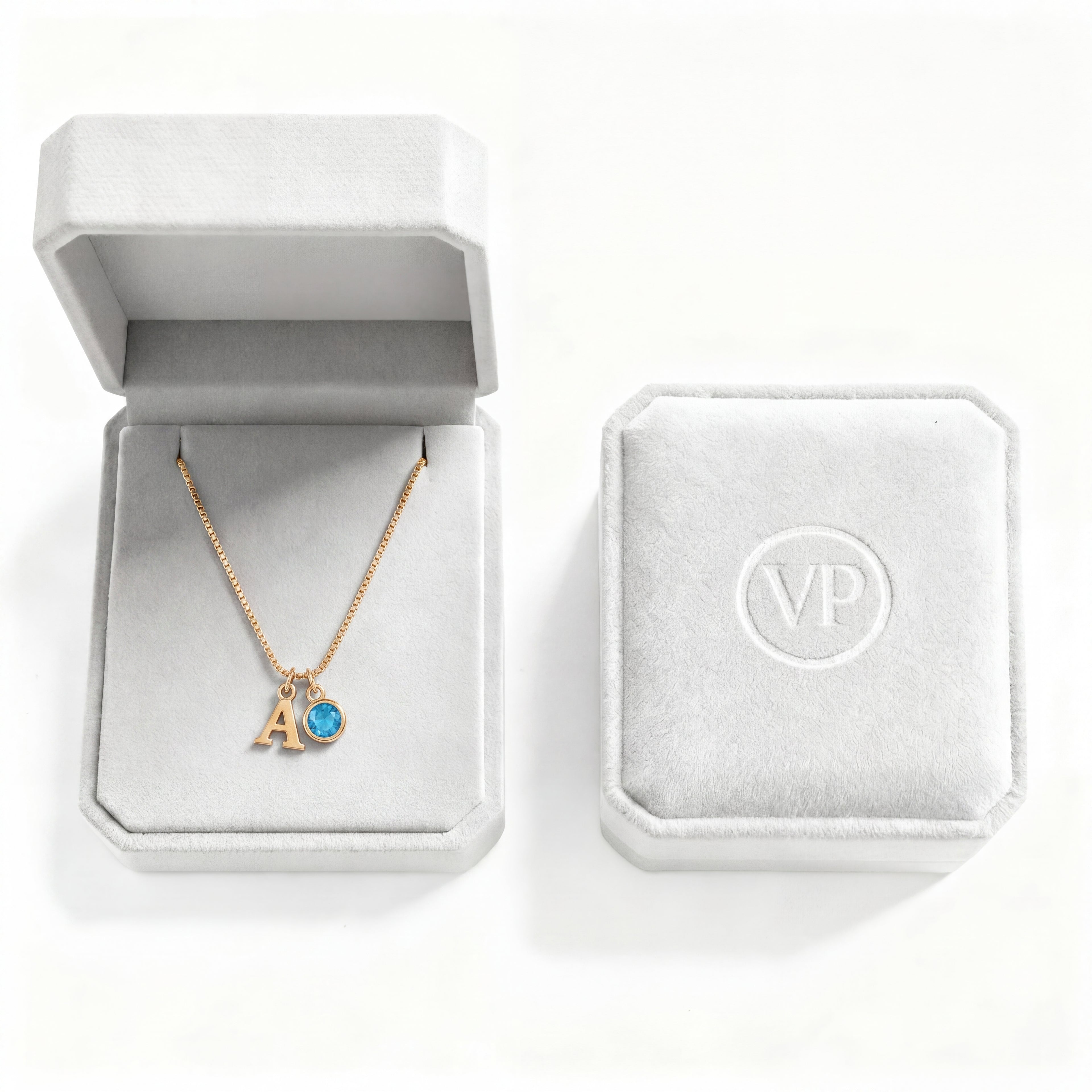 Initial Birthstone Necklace "Cora"