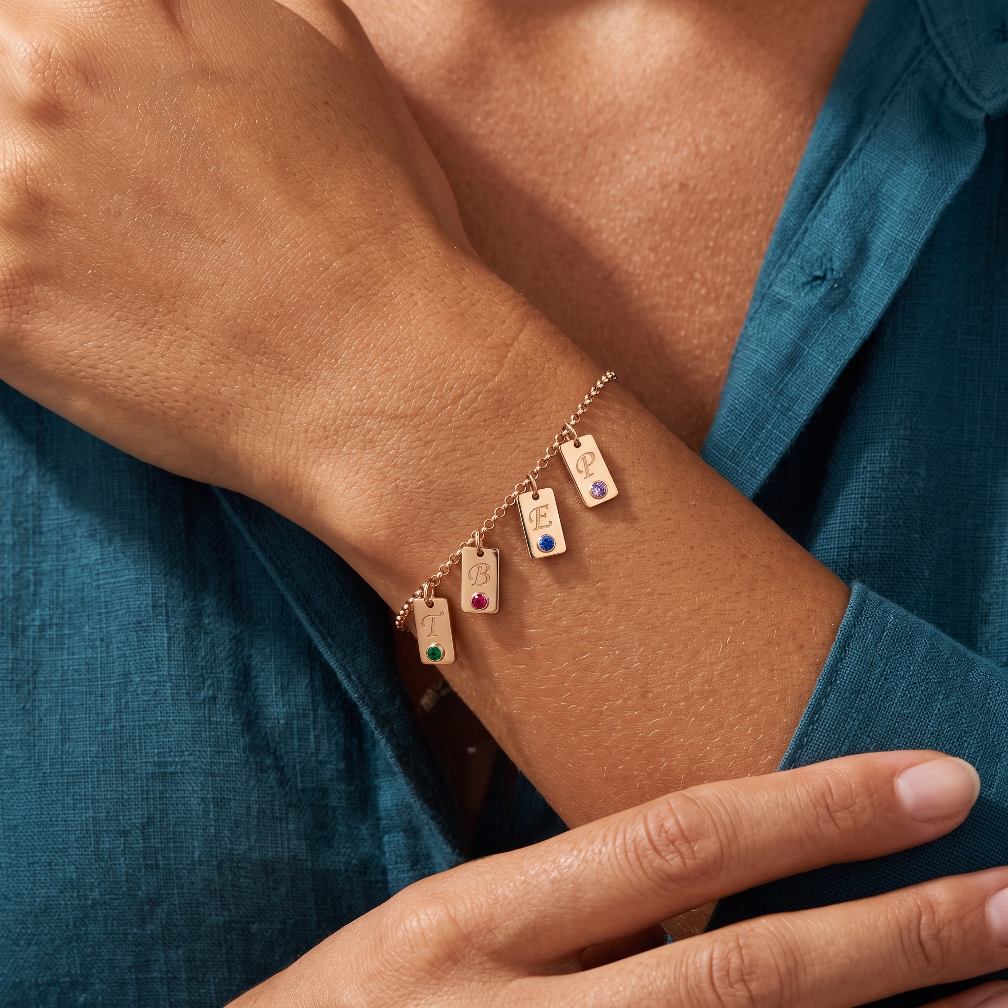 Initialen-Geburtsstein-Armband "Nova"